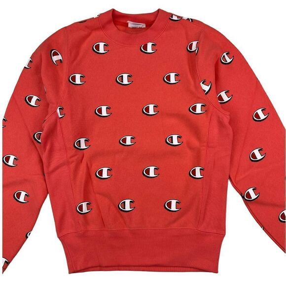 New Champion Men US XS Red Sweatshirt Casual Long Sleeve Crew Neck Pullover  - Picture 5 of 10